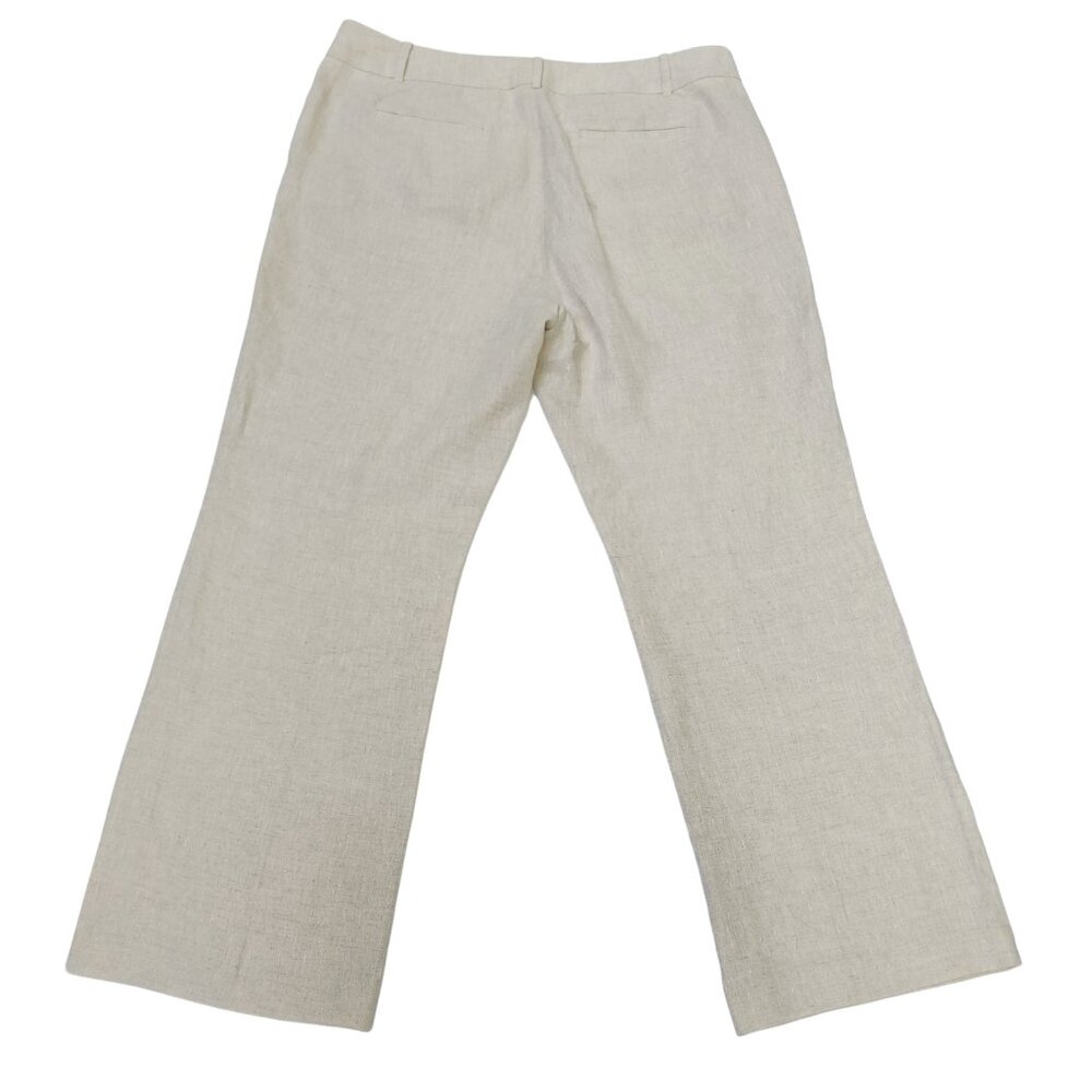 Talbots Windsor Curvy Wide Leg Linen Pants Women Trousers Size 16 Neutral Tan - Picture 4 of 13